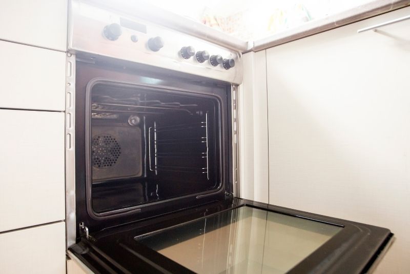 cleaned and opened oven door