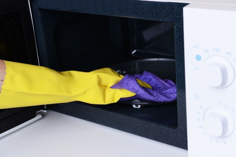 A freshly cleaned microwave